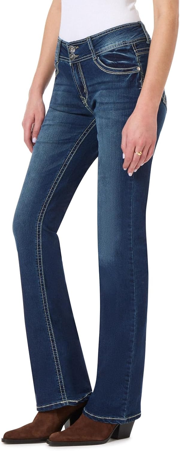 WallFlower Luscious Curvy Bootcut Jeans for Women, Sizes 0-24 | Mid-Rise, Insta Stretch Denim, Trendy Jeans for Women, Stretchy, Figure-Flattering, Classic, Juniors, Standard and Plus