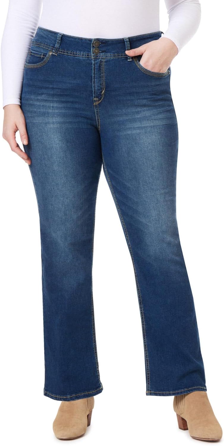 WallFlower Luscious Curvy Bootcut Jeans for Women, Sizes 0-24 | Mid-Rise, Insta Stretch Denim, Trendy Jeans for Women, Stretchy, Figure-Flattering, Classic, Juniors, Standard and Plus