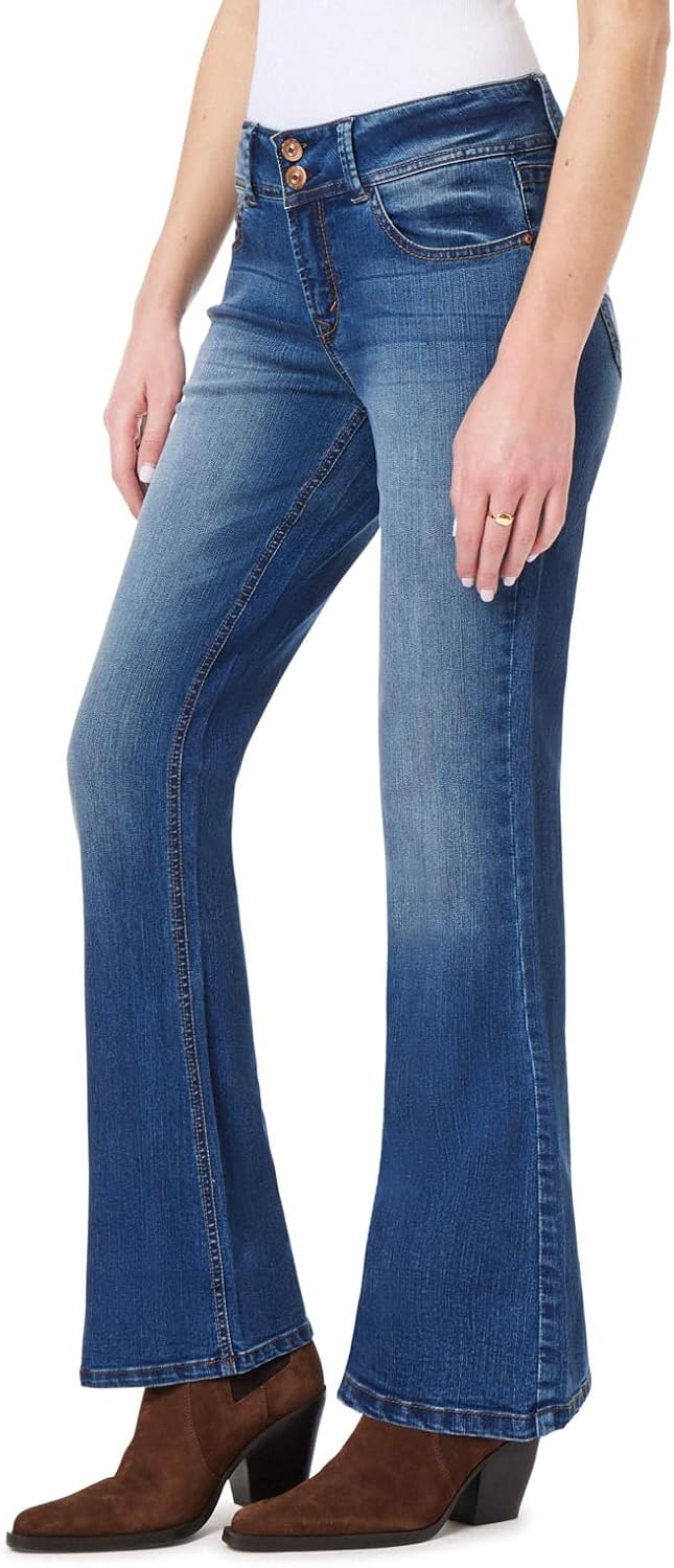 WallFlower Luscious Curvy Bootcut Jeans for Women, Sizes 0-24 | Mid-Rise, Insta Stretch Denim, Trendy Jeans for Women, Stretchy, Figure-Flattering, Classic, Juniors, Standard and Plus