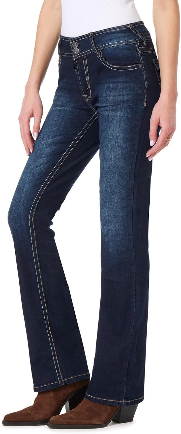 WallFlower Luscious Curvy Bootcut Jeans for Women, Sizes 0-24 | Mid-Rise, Insta Stretch Denim, Trendy Jeans for Women, Stretchy, Figure-Flattering, Classic, Juniors, Standard and Plus