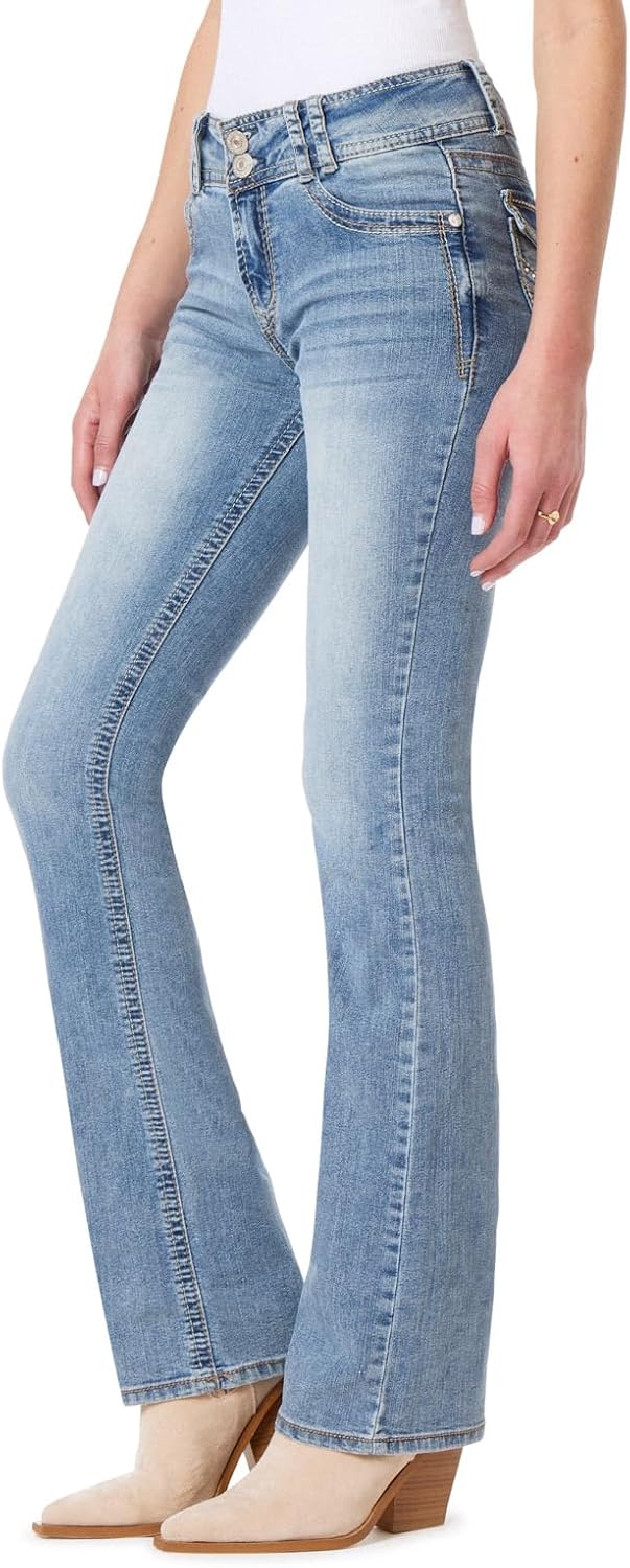 WallFlower Luscious Curvy Bootcut Jeans for Women, Sizes 0-24 | Mid-Rise, Insta Stretch Denim, Trendy Jeans for Women, Stretchy, Figure-Flattering, Classic, Juniors, Standard and Plus