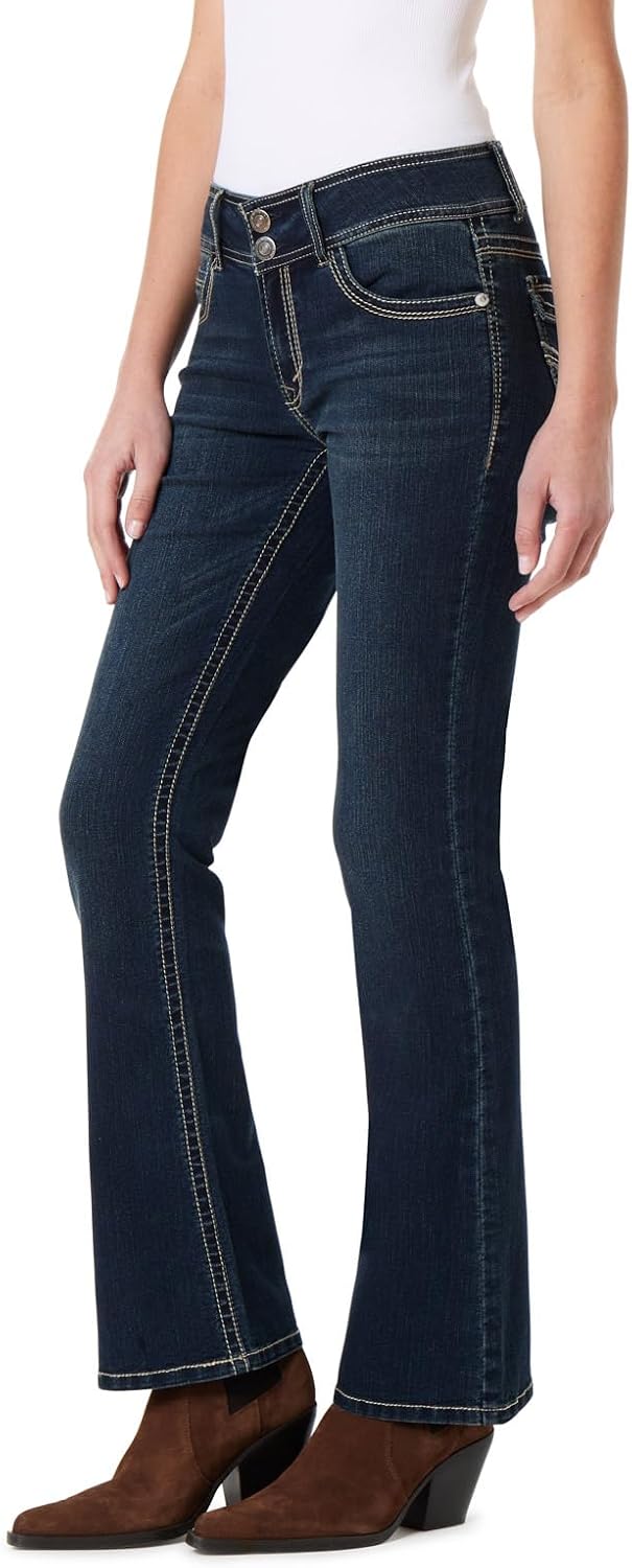 WallFlower Luscious Curvy Bootcut Jeans for Women, Sizes 0-24 | Mid-Rise, Insta Stretch Denim, Trendy Jeans for Women, Stretchy, Figure-Flattering, Classic, Juniors, Standard and Plus
