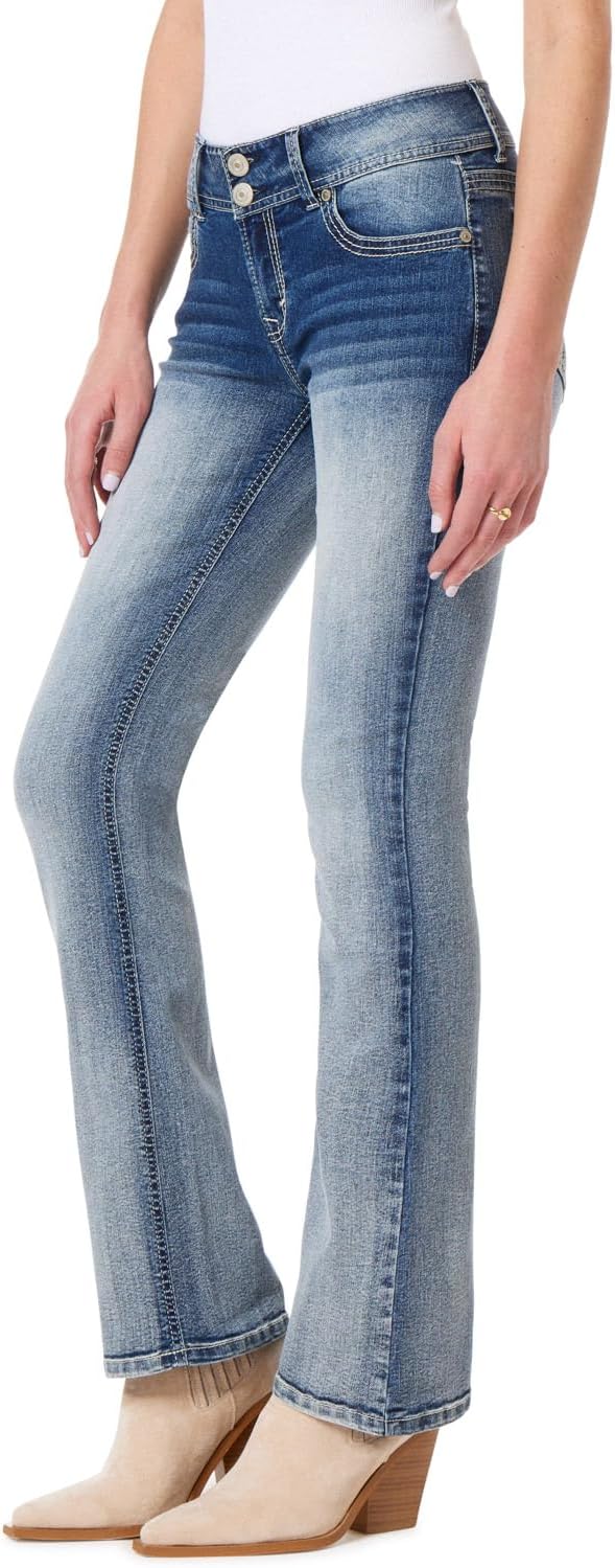 WallFlower Luscious Curvy Bootcut Jeans for Women, Sizes 0-24 | Mid-Rise, Insta Stretch Denim, Trendy Jeans for Women, Stretchy, Figure-Flattering, Classic, Juniors, Standard and Plus