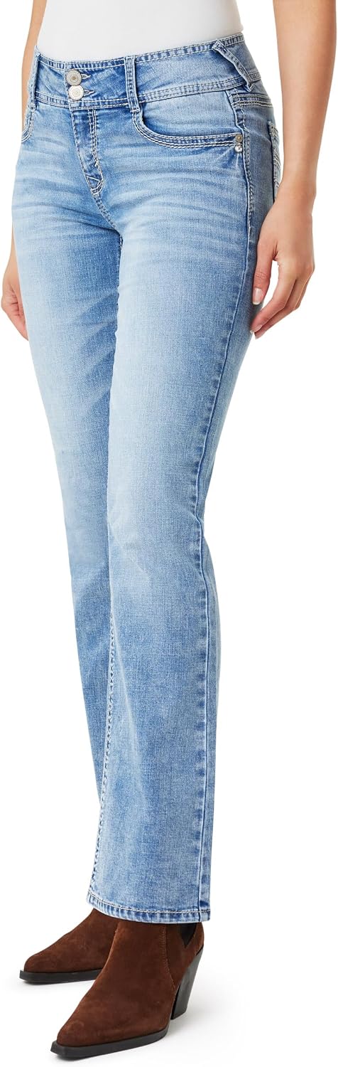 WallFlower Luscious Curvy Bootcut Jeans for Women, Sizes 0-24 | Mid-Rise, Insta Stretch Denim, Trendy Jeans for Women, Stretchy, Figure-Flattering, Classic, Juniors, Standard and Plus