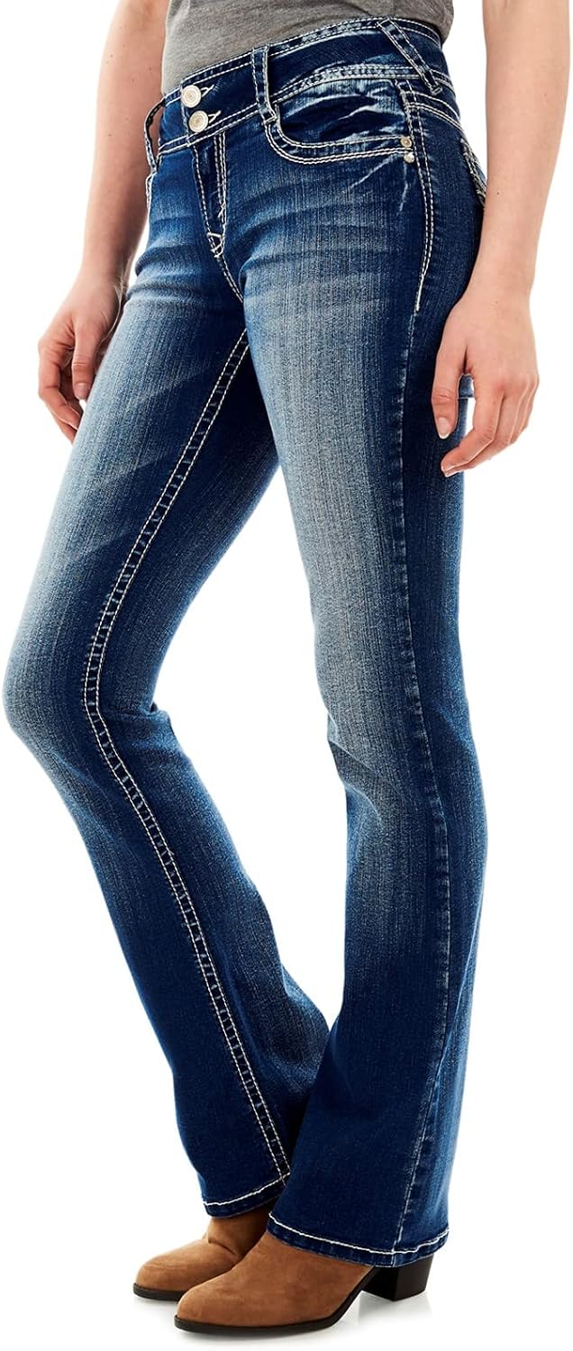 WallFlower Luscious Curvy Bootcut Jeans for Women, Sizes 0-24 | Mid-Rise, Insta Stretch Denim, Trendy Jeans for Women, Stretchy, Figure-Flattering, Classic, Juniors, Standard and Plus