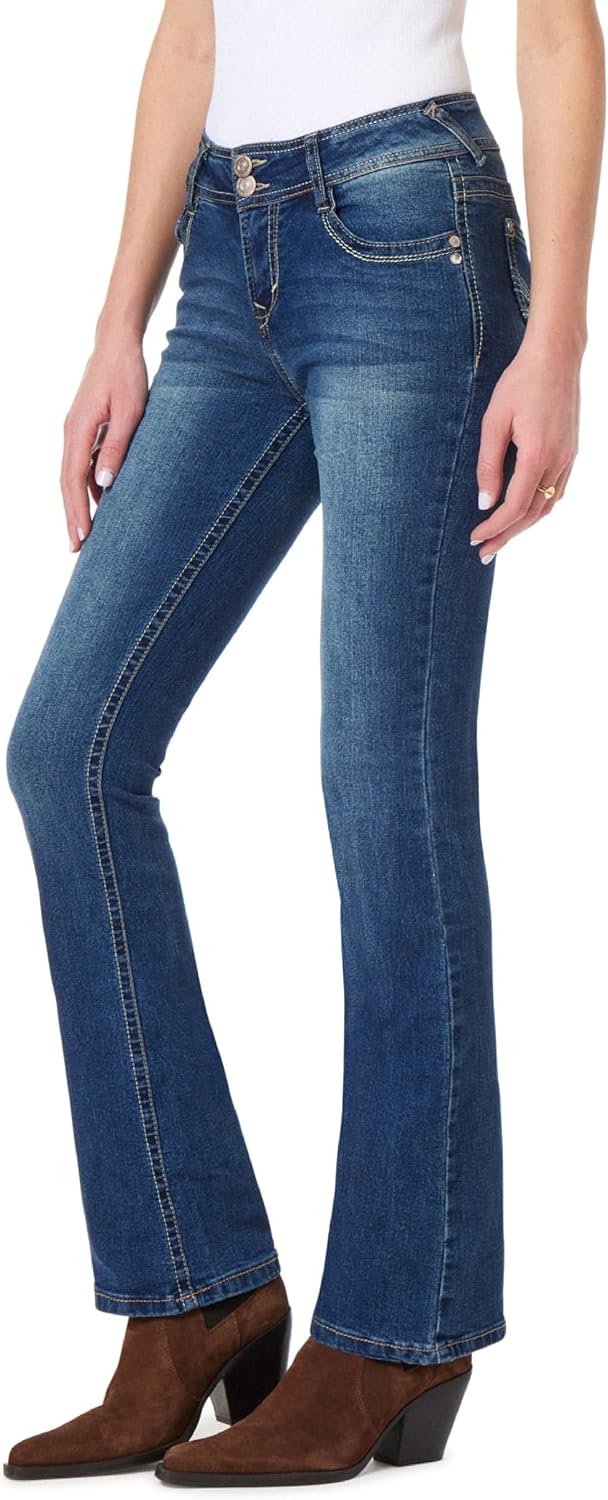 WallFlower Luscious Curvy Bootcut Jeans for Women, Sizes 0-24 | Mid-Rise, Insta Stretch Denim, Trendy Jeans for Women, Stretchy, Figure-Flattering, Classic, Juniors, Standard and Plus