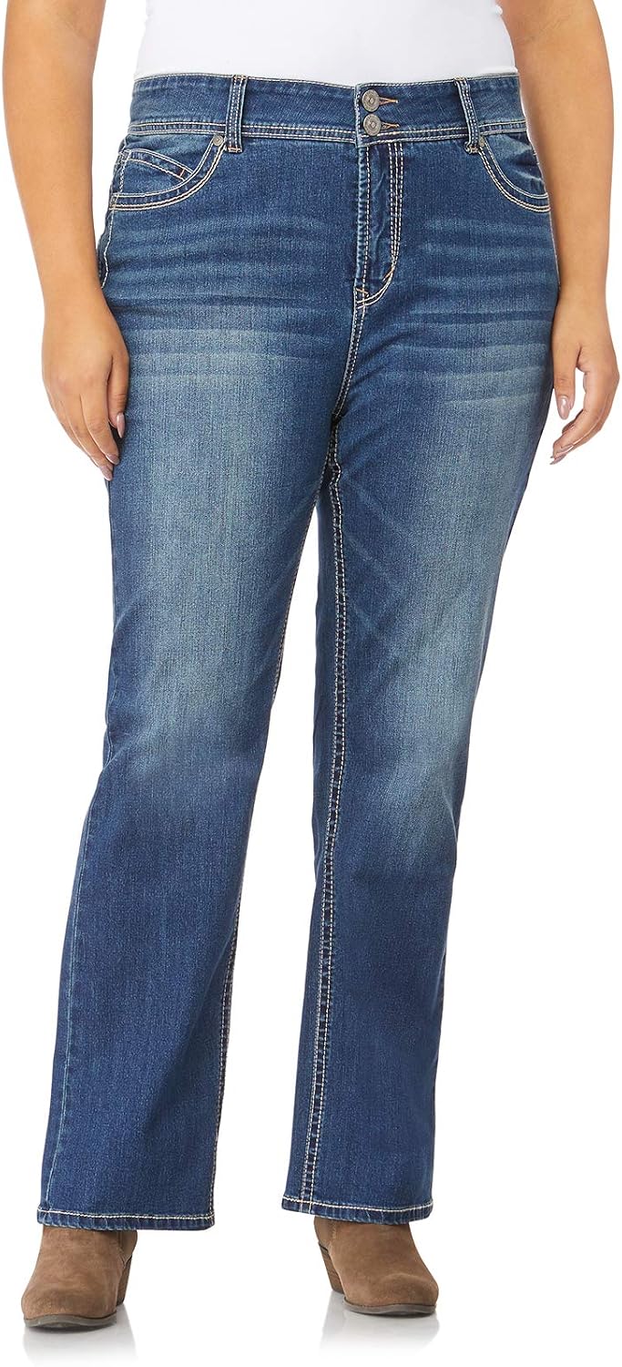 WallFlower Luscious Curvy Bootcut Jeans for Women, Sizes 0-24 | Mid-Rise, Insta Stretch Denim, Trendy Jeans for Women, Stretchy, Figure-Flattering, Classic, Juniors, Standard and Plus