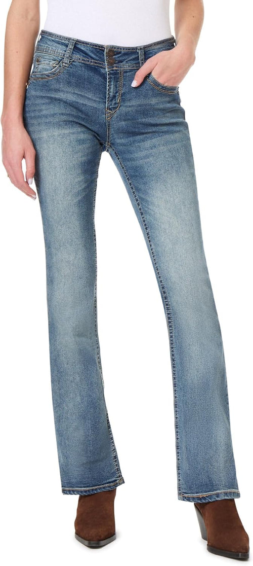 WallFlower Luscious Curvy Bootcut Jeans for Women, Sizes 0-24 | Mid-Rise, Insta Stretch Denim, Trendy Jeans for Women, Stretchy, Figure-Flattering, Classic, Juniors, Standard and Plus