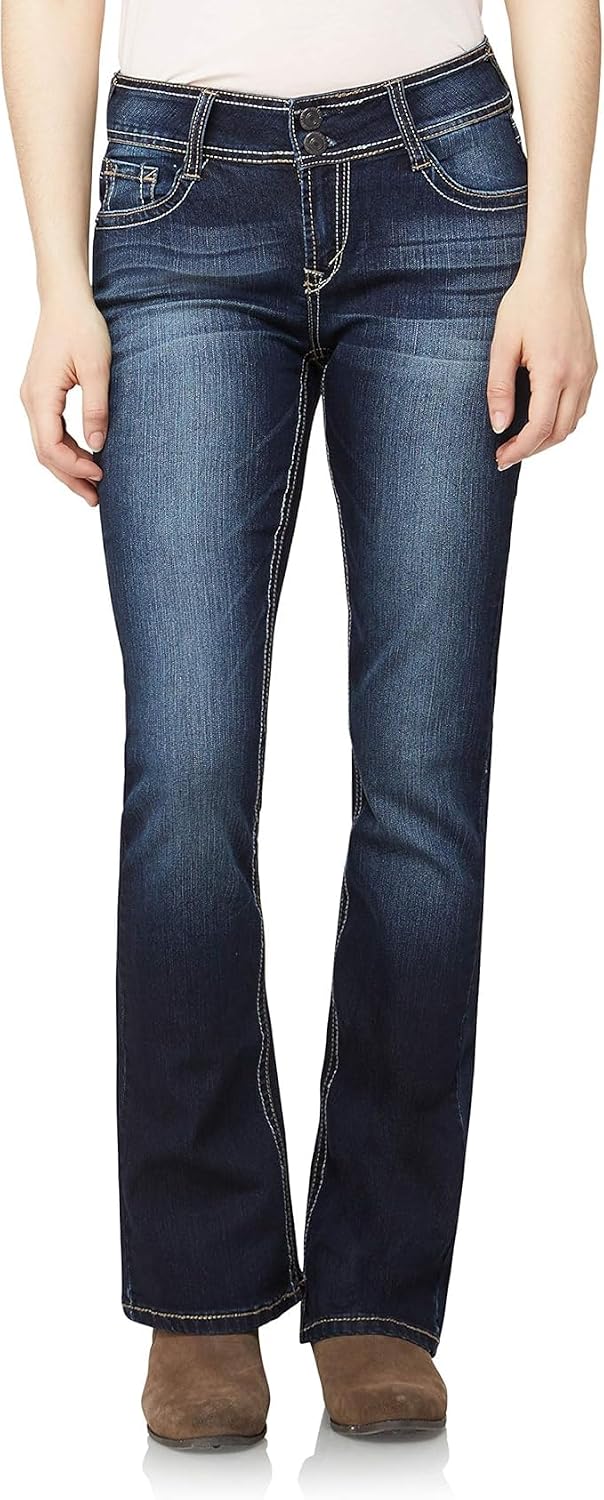 WallFlower Luscious Curvy Bootcut Jeans for Women, Sizes 0-24 | Mid-Rise, Insta Stretch Denim, Trendy Jeans for Women, Stretchy, Figure-Flattering, Classic, Juniors, Standard and Plus
