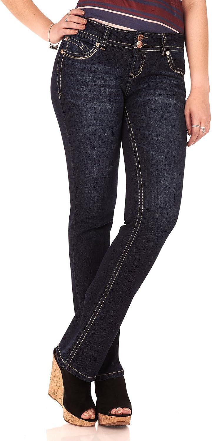 WallFlower Luscious Curvy Bootcut Jeans for Women, Sizes 0-24 | Mid-Rise, Insta Stretch Denim, Trendy Jeans for Women, Stretchy, Figure-Flattering, Classic, Juniors, Standard and Plus