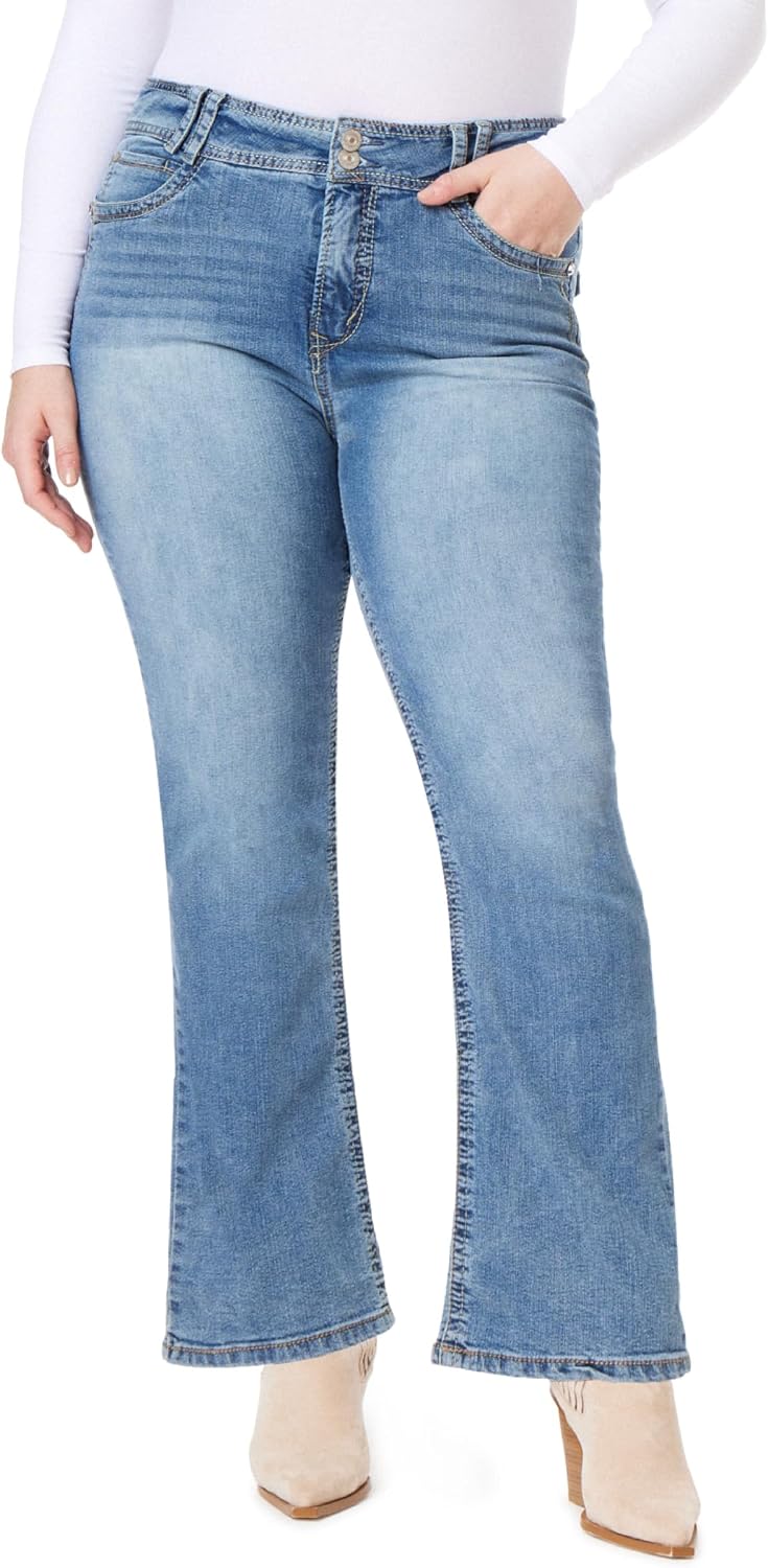 WallFlower Luscious Curvy Bootcut Jeans for Women, Sizes 0-24 | Mid-Rise, Insta Stretch Denim, Trendy Jeans for Women, Stretchy, Figure-Flattering, Classic, Juniors, Standard and Plus