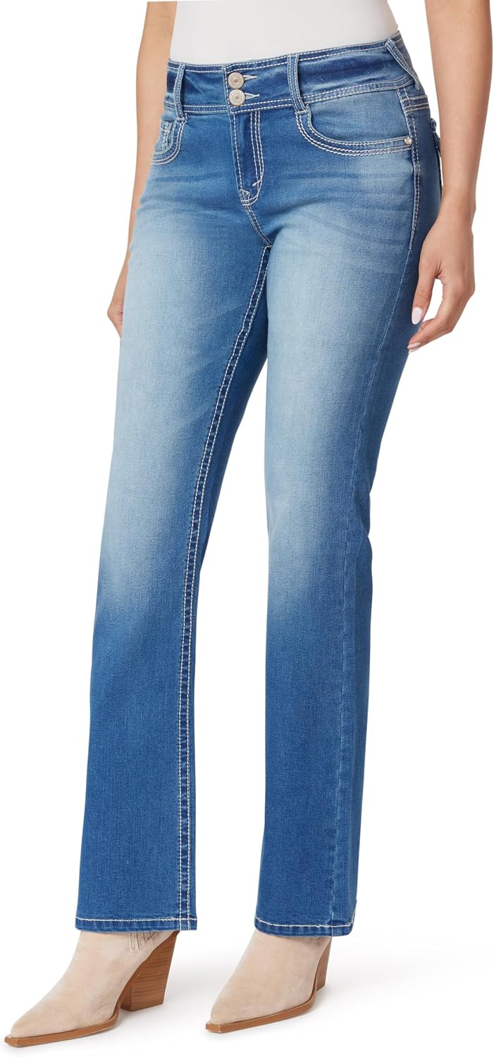 WallFlower Luscious Curvy Bootcut Jeans for Women, Sizes 0-24 | Mid-Rise, Insta Stretch Denim, Trendy Jeans for Women, Stretchy, Figure-Flattering, Classic, Juniors, Standard and Plus