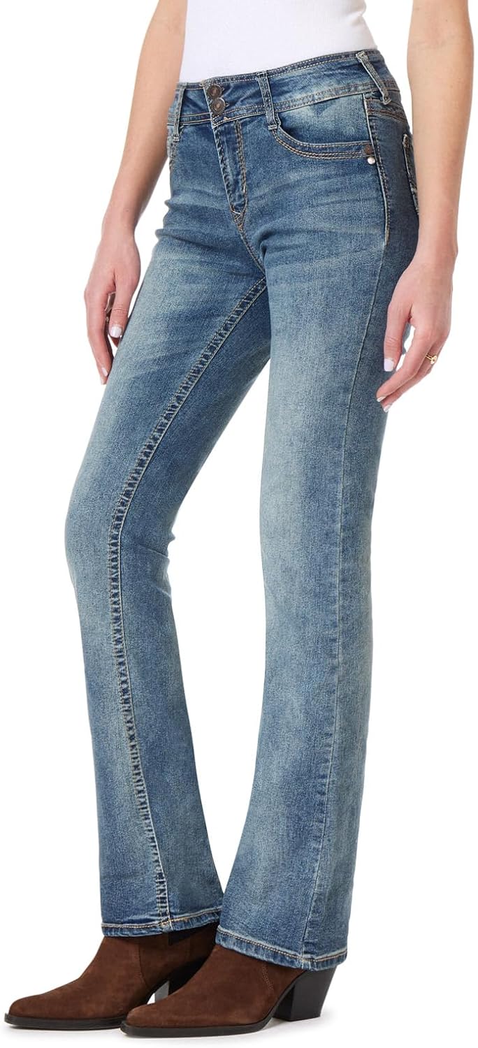 WallFlower Luscious Curvy Bootcut Jeans for Women, Sizes 0-24 | Mid-Rise, Insta Stretch Denim, Trendy Jeans for Women, Stretchy, Figure-Flattering, Classic, Juniors, Standard and Plus