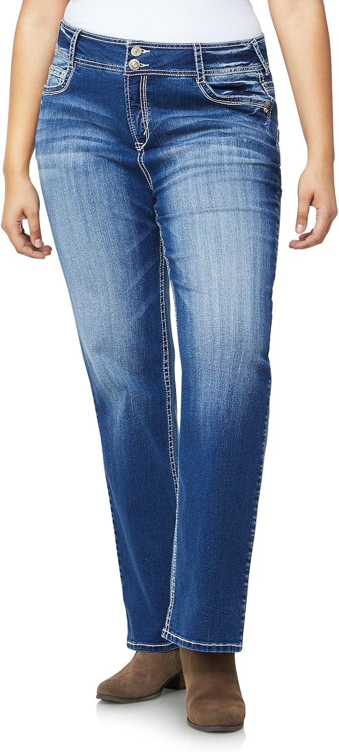WallFlower Luscious Curvy Bootcut Jeans for Women, Sizes 0-24 | Mid-Rise, Insta Stretch Denim, Trendy Jeans for Women, Stretchy, Figure-Flattering, Classic, Juniors, Standard and Plus
