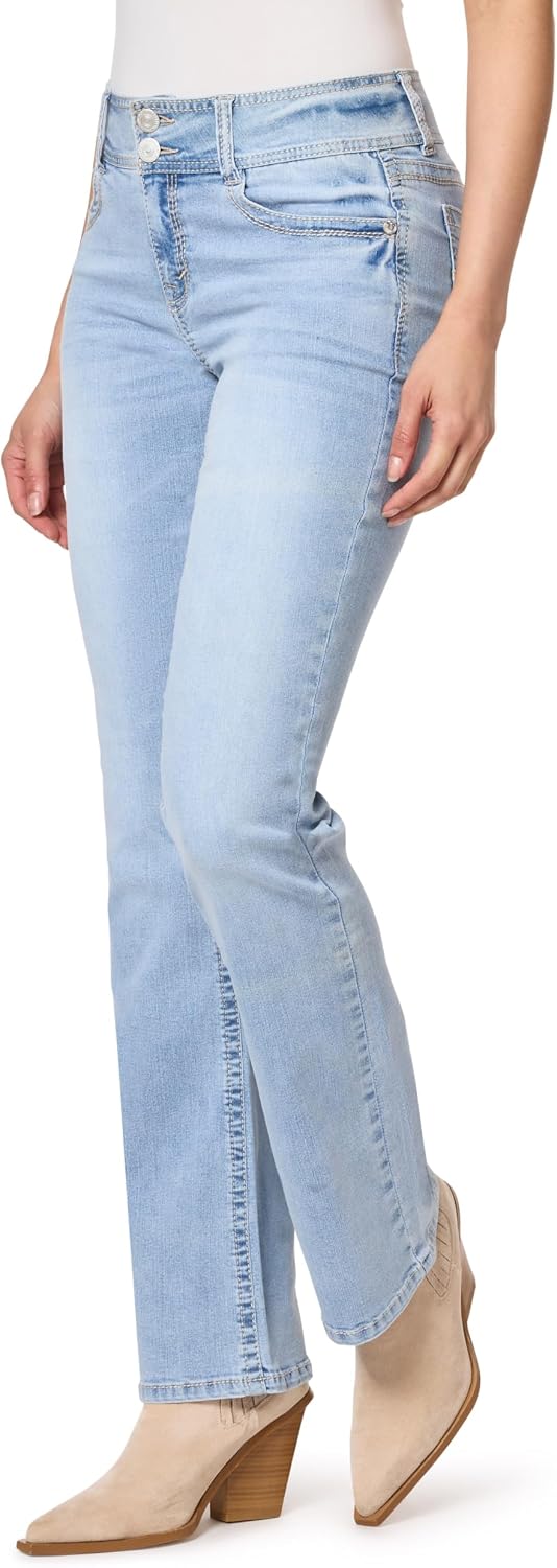 WallFlower Luscious Curvy Bootcut Jeans for Women, Sizes 0-24 | Mid-Rise, Insta Stretch Denim, Trendy Jeans for Women, Stretchy, Figure-Flattering, Classic, Juniors, Standard and Plus