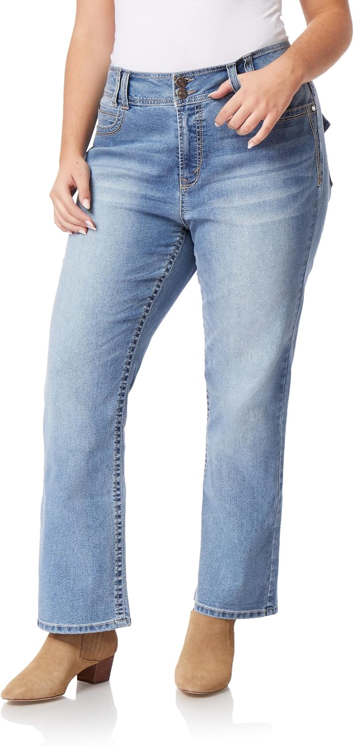 WallFlower Luscious Curvy Bootcut Jeans for Women, Sizes 0-24 | Mid-Rise, Insta Stretch Denim, Trendy Jeans for Women, Stretchy, Figure-Flattering, Classic, Juniors, Standard and Plus