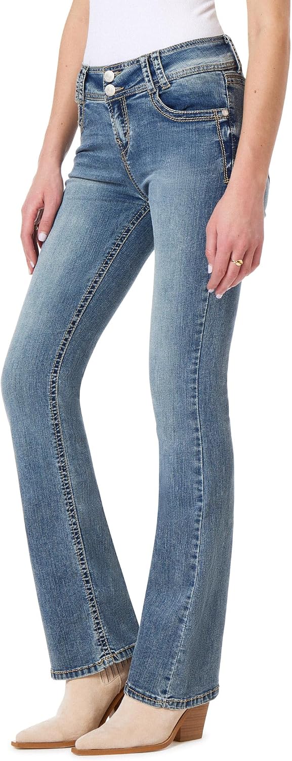 WallFlower Luscious Curvy Bootcut Jeans for Women, Sizes 0-24 | Mid-Rise, Insta Stretch Denim, Trendy Jeans for Women, Stretchy, Figure-Flattering, Classic, Juniors, Standard and Plus