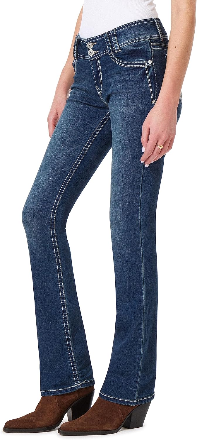 WallFlower Luscious Curvy Bootcut Jeans for Women, Sizes 0-24 | Mid-Rise, Insta Stretch Denim, Trendy Jeans for Women, Stretchy, Figure-Flattering, Classic, Juniors, Standard and Plus