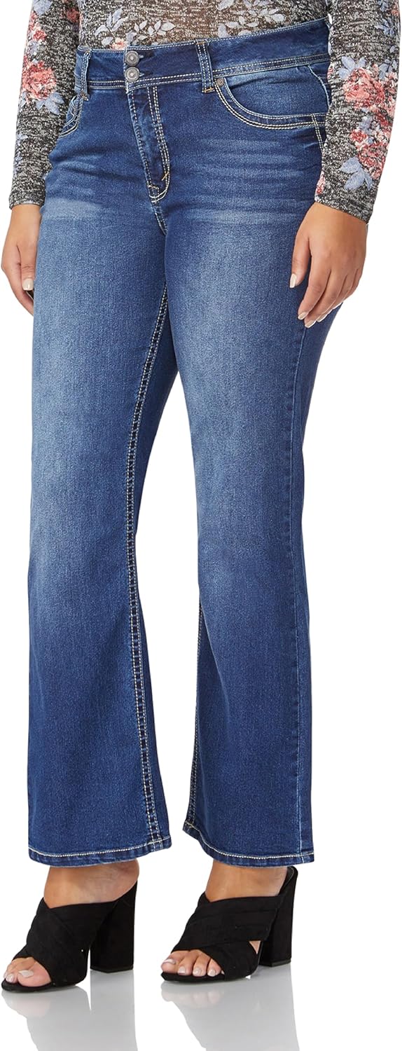 WallFlower Luscious Curvy Bootcut Jeans for Women, Sizes 0-24 | Mid-Rise, Insta Stretch Denim, Trendy Jeans for Women, Stretchy, Figure-Flattering, Classic, Juniors, Standard and Plus
