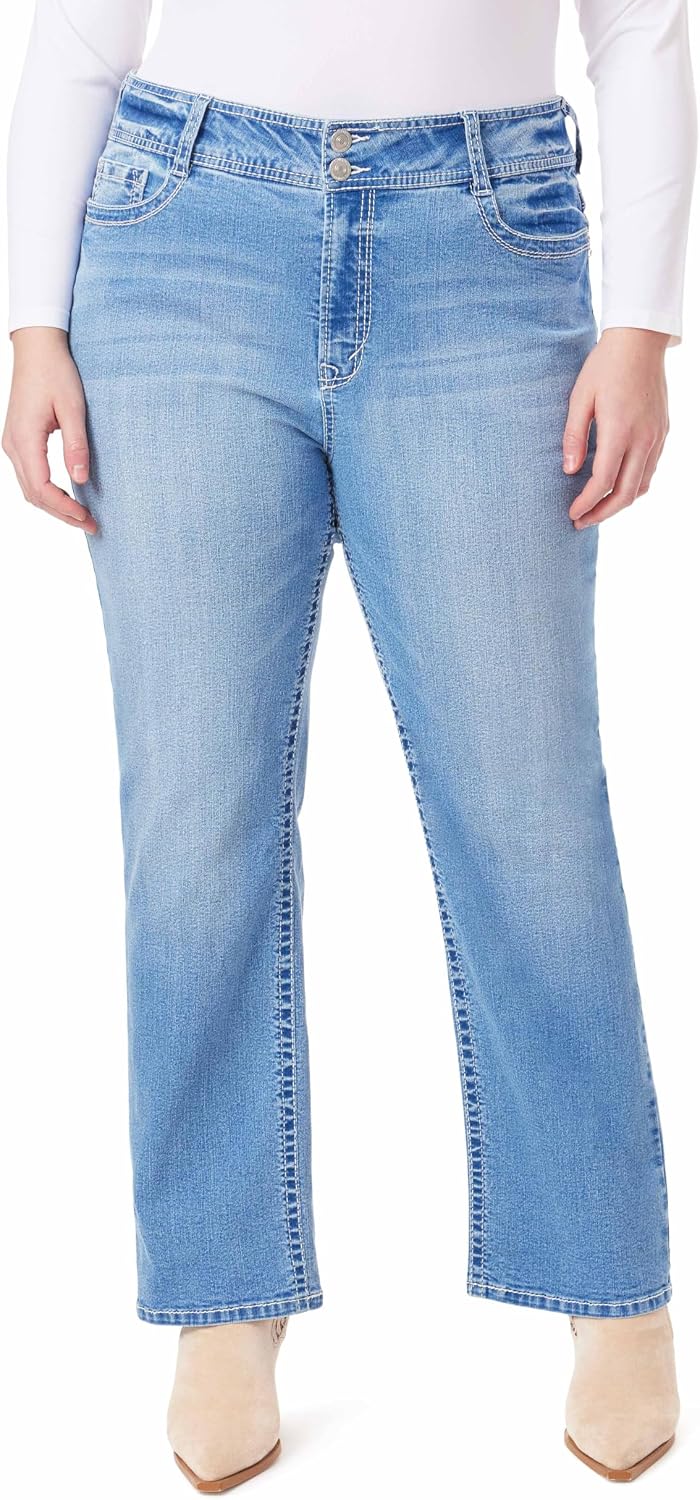 WallFlower Luscious Curvy Bootcut Jeans for Women, Sizes 0-24 | Mid-Rise, Insta Stretch Denim, Trendy Jeans for Women, Stretchy, Figure-Flattering, Classic, Juniors, Standard and Plus