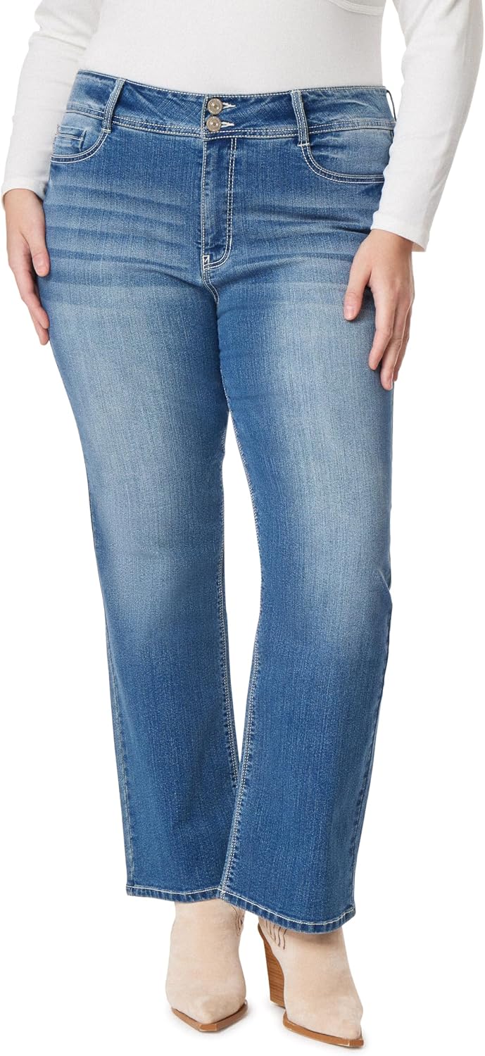 WallFlower Luscious Curvy Bootcut Jeans for Women, Sizes 0-24 | Mid-Rise, Insta Stretch Denim, Trendy Jeans for Women, Stretchy, Figure-Flattering, Classic, Juniors, Standard and Plus