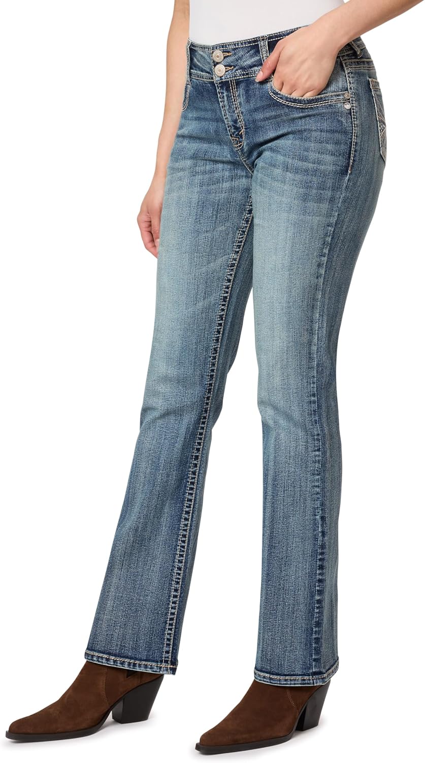 WallFlower Luscious Curvy Bootcut Jeans for Women, Sizes 0-24 | Mid-Rise, Insta Stretch Denim, Trendy Jeans for Women, Stretchy, Figure-Flattering, Classic, Juniors, Standard and Plus