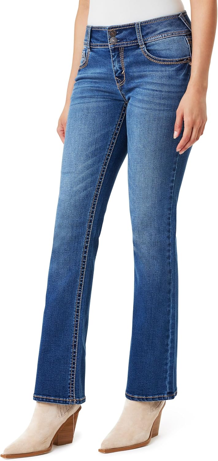 WallFlower Luscious Curvy Bootcut Jeans for Women, Sizes 0-24 | Mid-Rise, Insta Stretch Denim, Trendy Jeans for Women, Stretchy, Figure-Flattering, Classic, Juniors, Standard and Plus