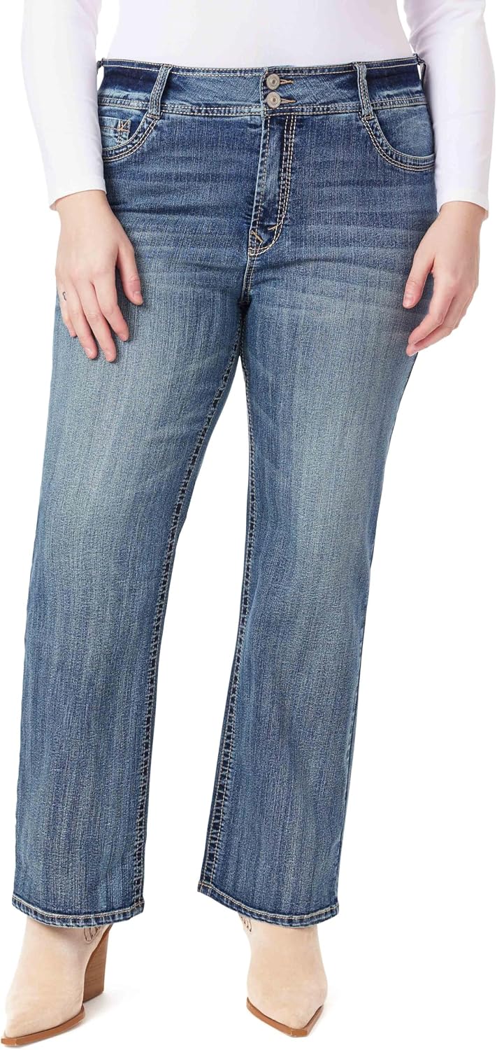 WallFlower Luscious Curvy Bootcut Jeans for Women, Sizes 0-24 | Mid-Rise, Insta Stretch Denim, Trendy Jeans for Women, Stretchy, Figure-Flattering, Classic, Juniors, Standard and Plus