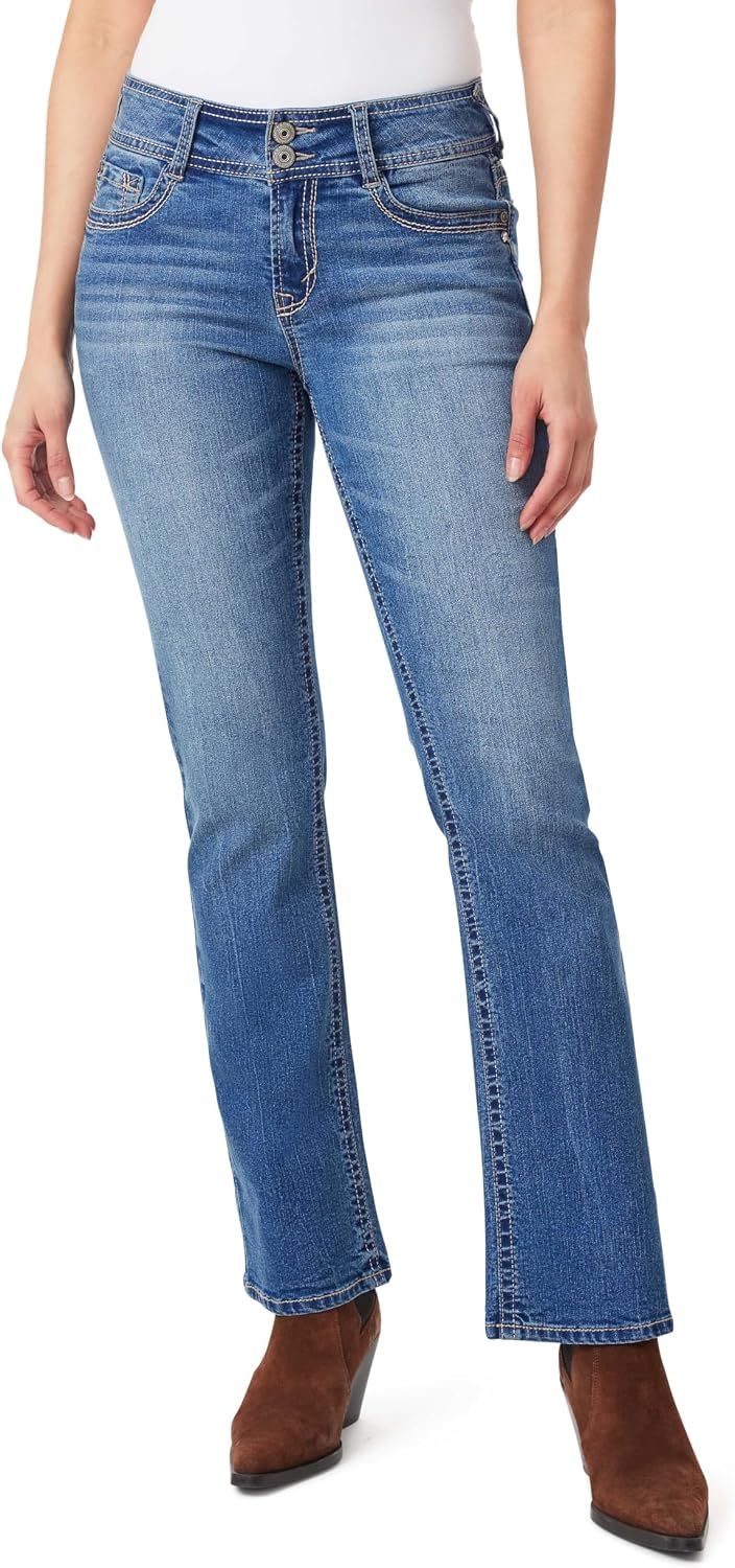 WallFlower Luscious Curvy Bootcut Jeans for Women, Sizes 0-24 | Mid-Rise, Insta Stretch Denim, Trendy Jeans for Women, Stretchy, Figure-Flattering, Classic, Juniors, Standard and Plus