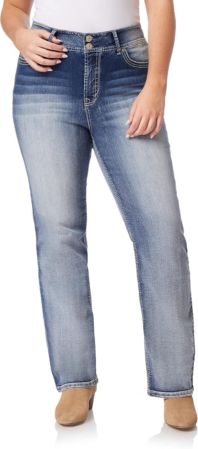 WallFlower Luscious Curvy Bootcut Jeans for Women, Sizes 0-24 | Mid-Rise, Insta Stretch Denim, Trendy Jeans for Women, Stretchy, Figure-Flattering, Classic, Juniors, Standard and Plus