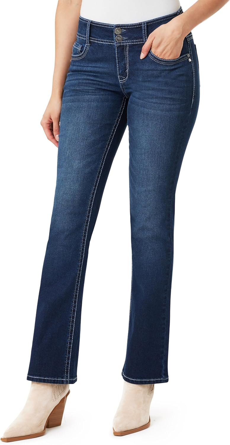 WallFlower Luscious Curvy Bootcut Jeans for Women, Sizes 0-24 | Mid-Rise, Insta Stretch Denim, Trendy Jeans for Women, Stretchy, Figure-Flattering, Classic, Juniors, Standard and Plus