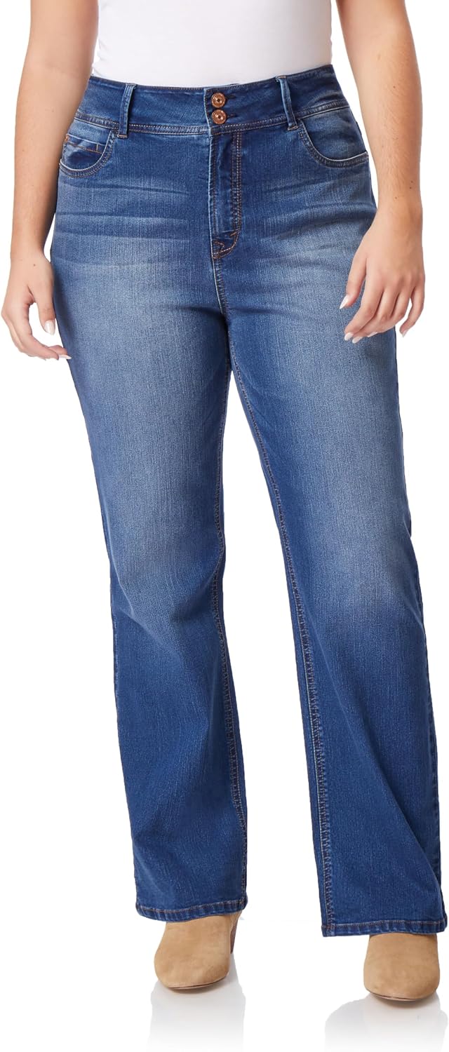 WallFlower Luscious Curvy Bootcut Jeans for Women, Sizes 0-24 | Mid-Rise, Insta Stretch Denim, Trendy Jeans for Women, Stretchy, Figure-Flattering, Classic, Juniors, Standard and Plus