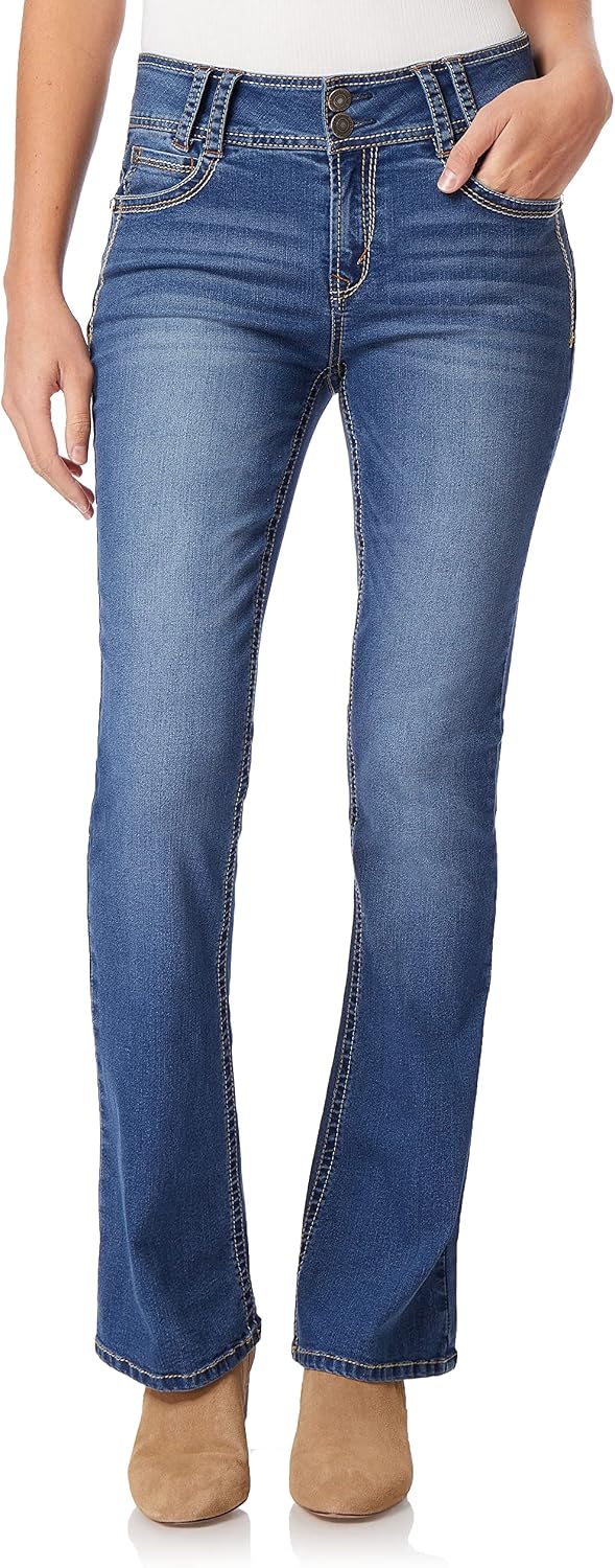 WallFlower Luscious Curvy Bootcut Jeans for Women, Sizes 0-24 | Mid-Rise, Insta Stretch Denim, Trendy Jeans for Women, Stretchy, Figure-Flattering, Classic, Juniors, Standard and Plus