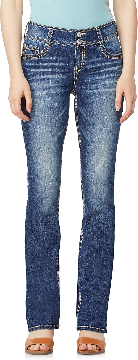 WallFlower Luscious Curvy Bootcut Jeans for Women, Sizes 0-24 | Mid-Rise, Insta Stretch Denim, Trendy Jeans for Women, Stretchy, Figure-Flattering, Classic, Juniors, Standard and Plus