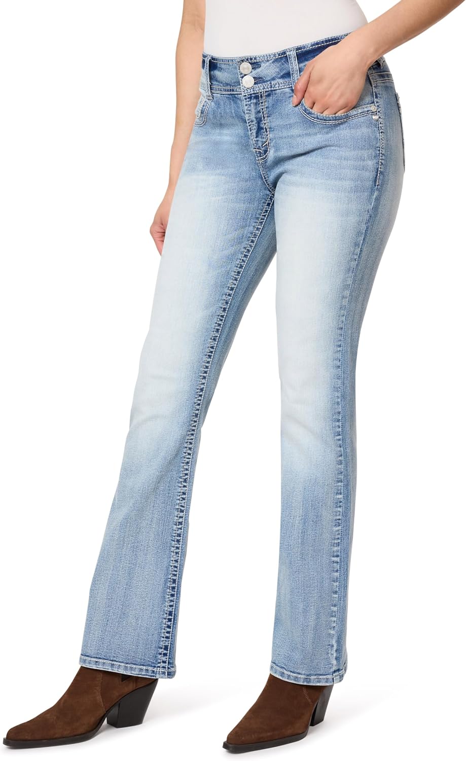 WallFlower Luscious Curvy Bootcut Jeans for Women, Sizes 0-24 | Mid-Rise, Insta Stretch Denim, Trendy Jeans for Women, Stretchy, Figure-Flattering, Classic, Juniors, Standard and Plus