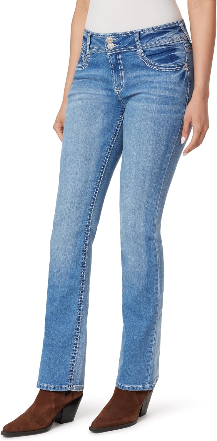 WallFlower Luscious Curvy Bootcut Jeans for Women, Sizes 0-24 | Mid-Rise, Insta Stretch Denim, Trendy Jeans for Women, Stretchy, Figure-Flattering, Classic, Juniors, Standard and Plus