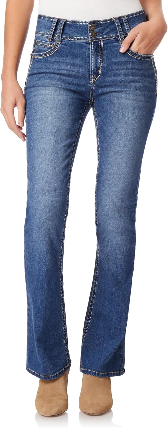 WallFlower Luscious Curvy Bootcut Jeans for Women, Sizes 0-24 | Mid-Rise, Insta Stretch Denim, Trendy Jeans for Women, Stretchy, Figure-Flattering, Classic, Juniors, Standard and Plus